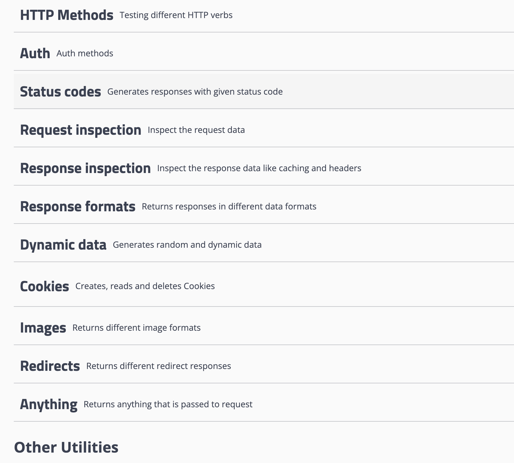 HTTPBINのエンドポイント