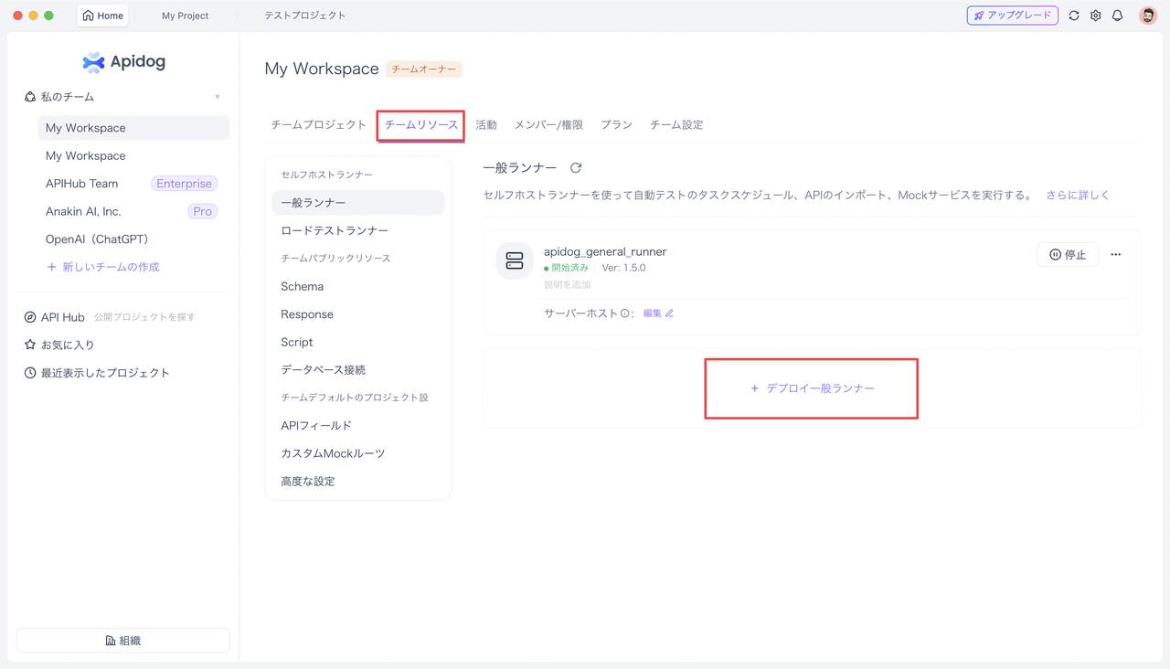 apidog Runnerのデプロイ