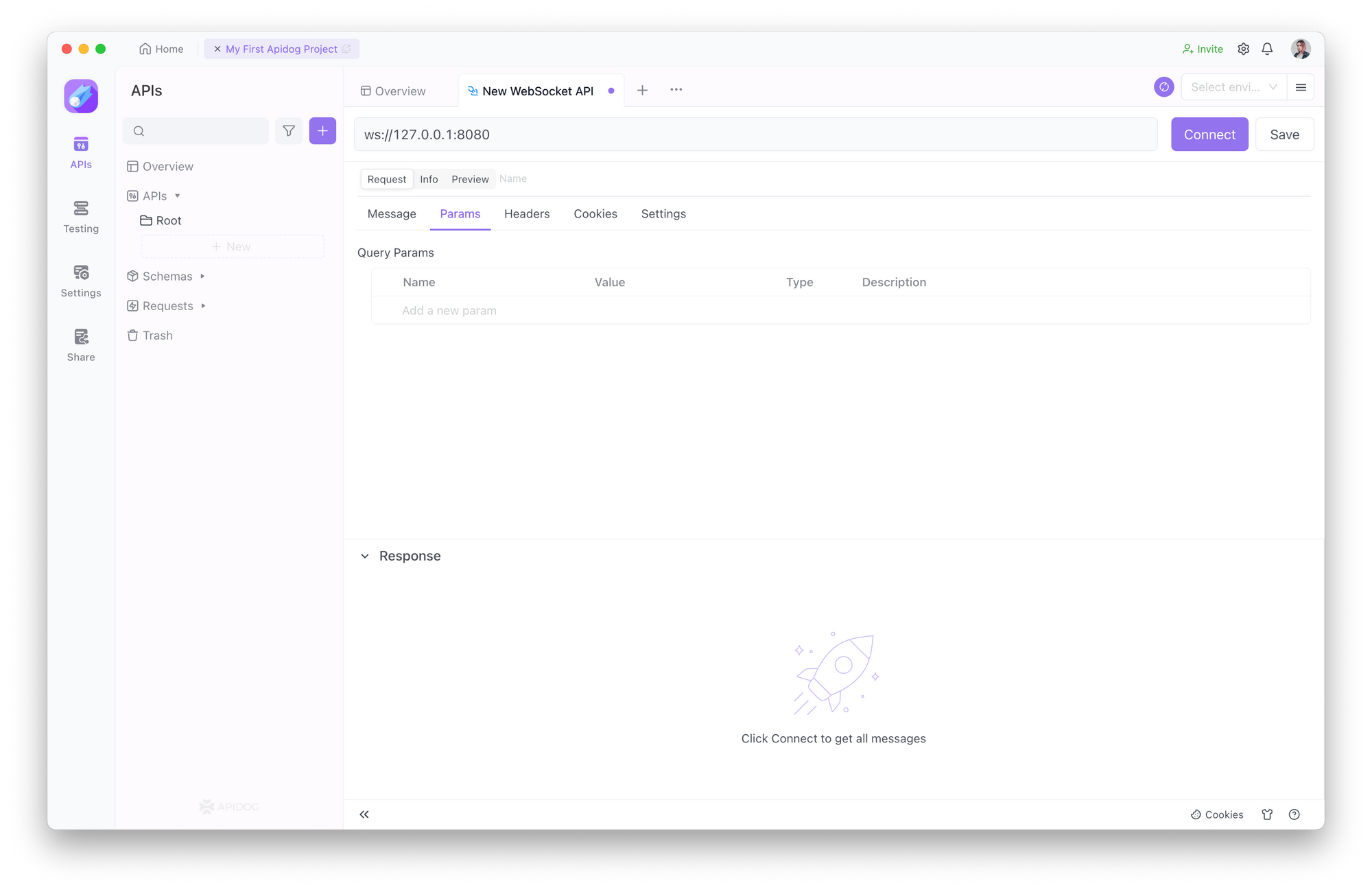 Setting and Sending Request Information and Parameters