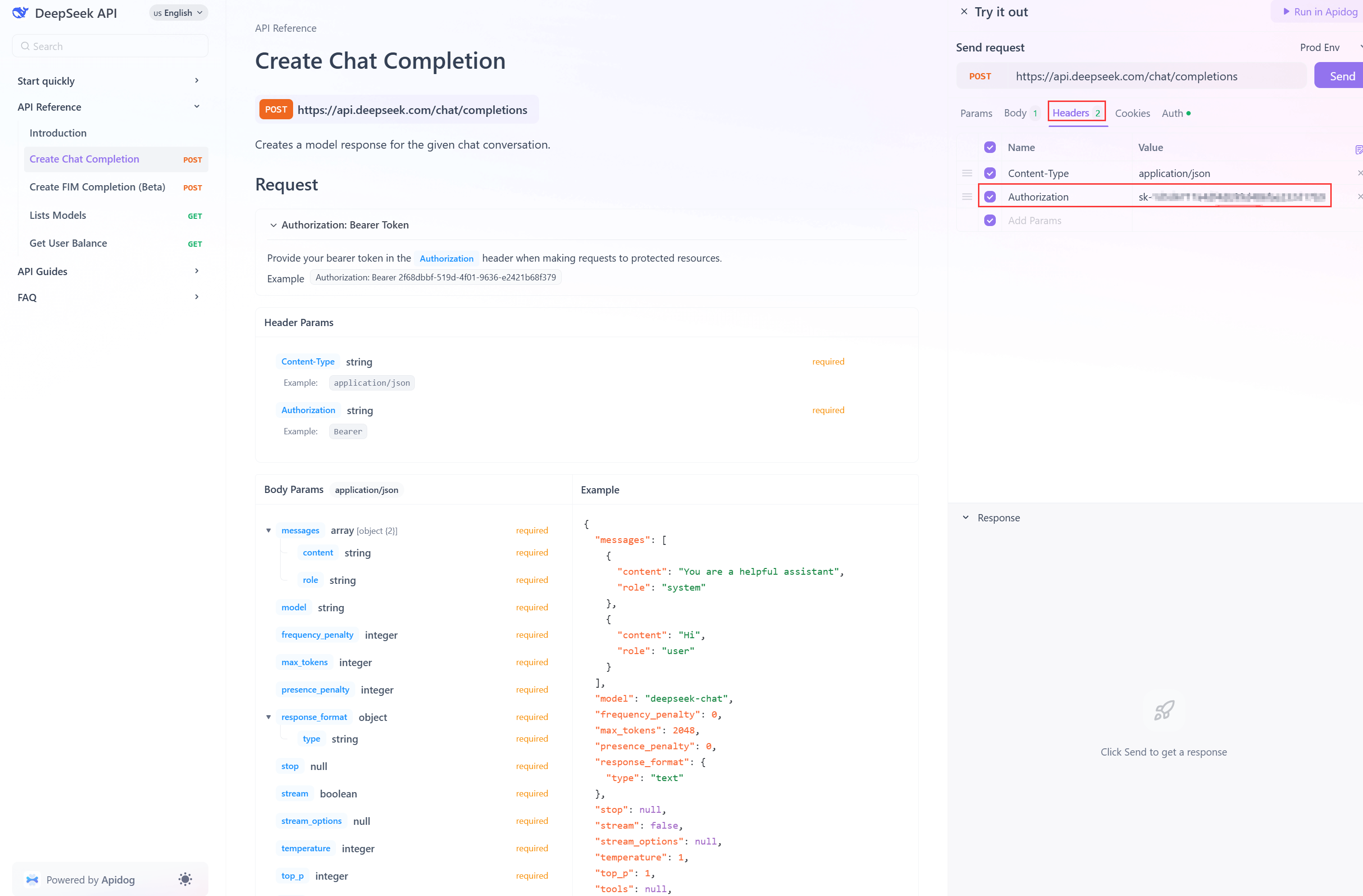 Adding the DeepSeek API keys