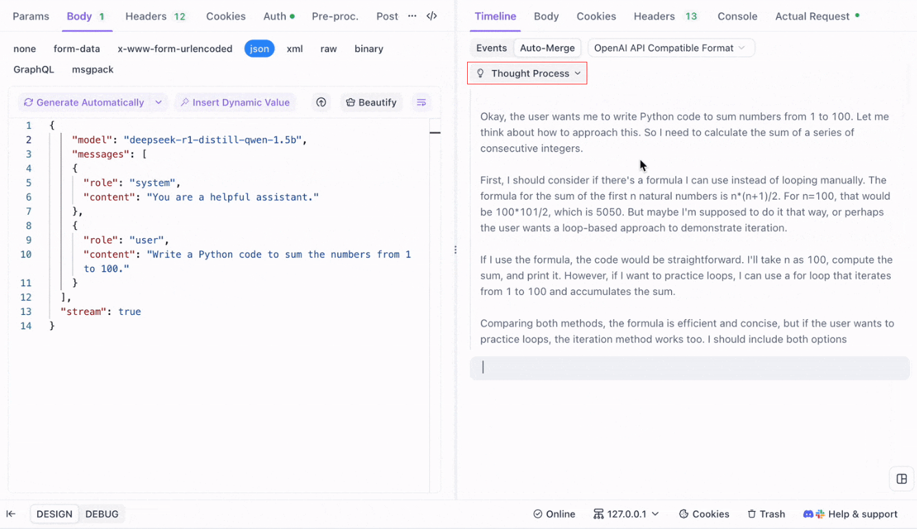 Vivualizing the thought process of the reasoning model