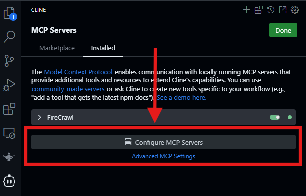 configure cline mcp servers