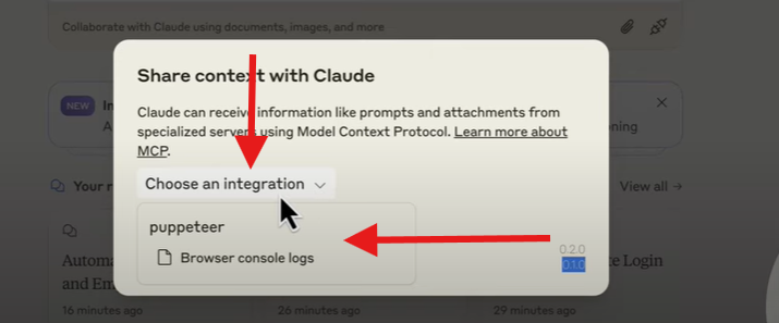 choose puppeteer mcp server integration