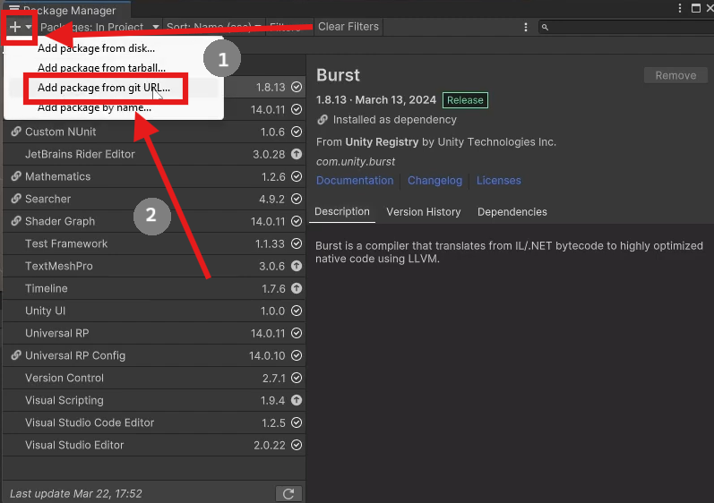 unity add package from git