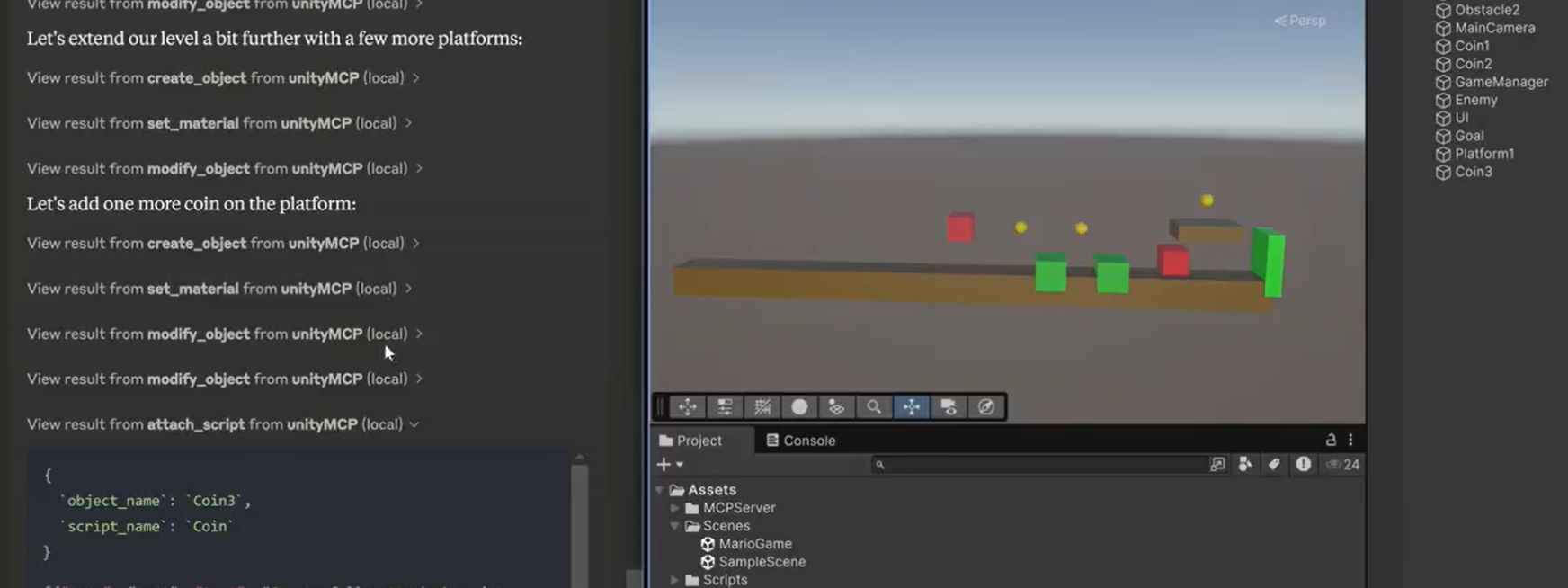 claude creating a mario game