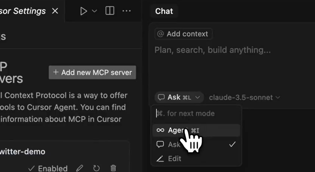 use cursor in agent mode