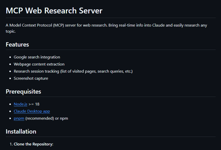 view mcp server description