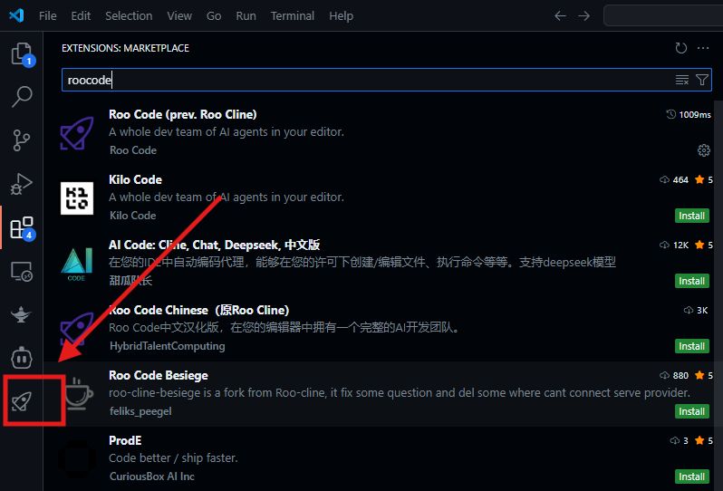 roo code clickable icon