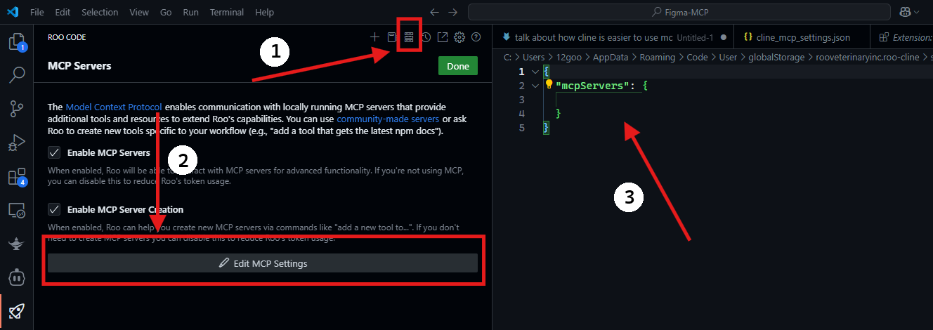 roo code mcp settings