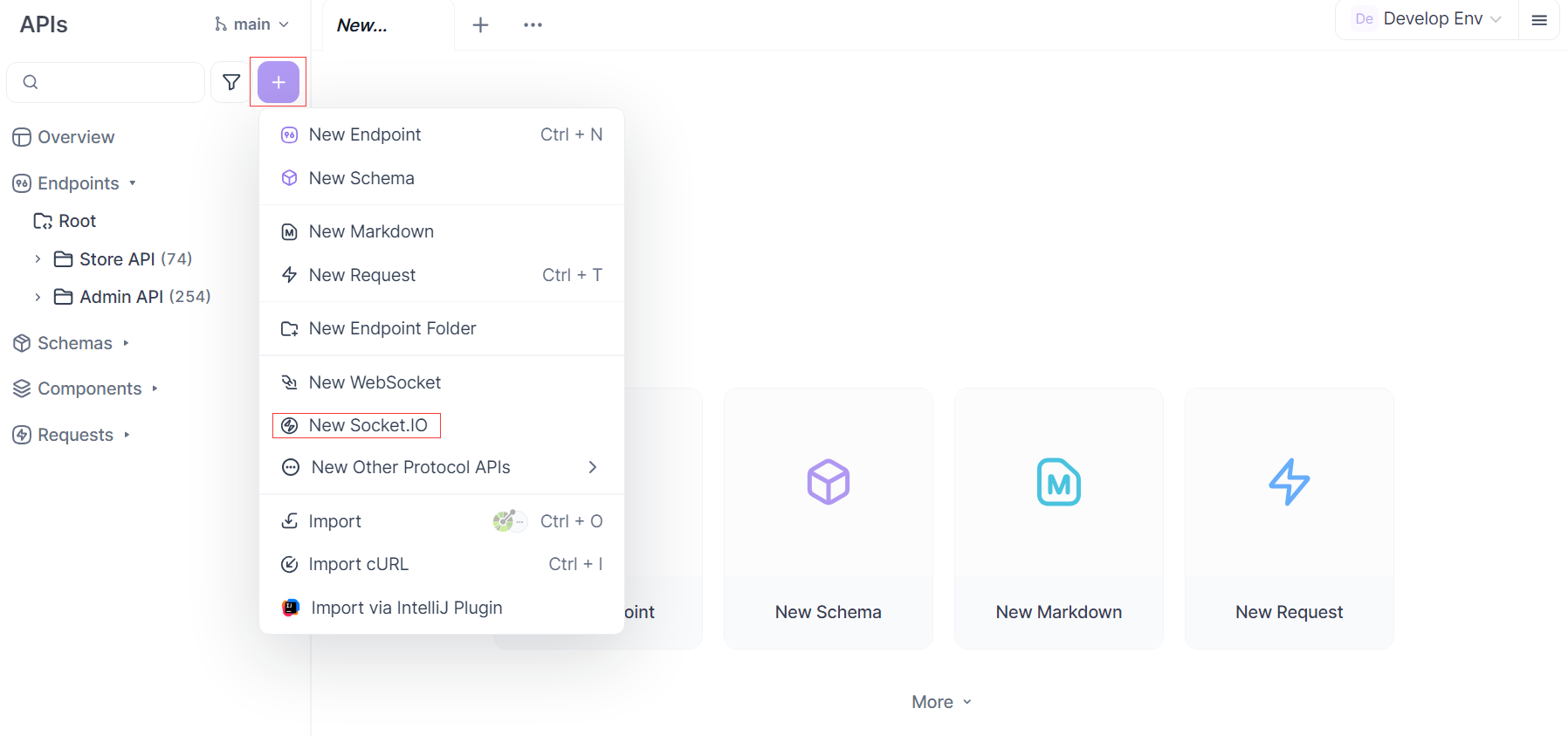 creating new Socket.IO endpoint at Apidog