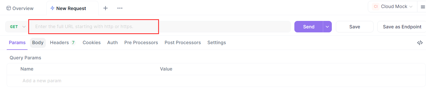 Entering endpoint request URL in Apidog