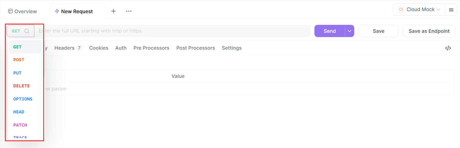 specifying HTTP request method in Apidog