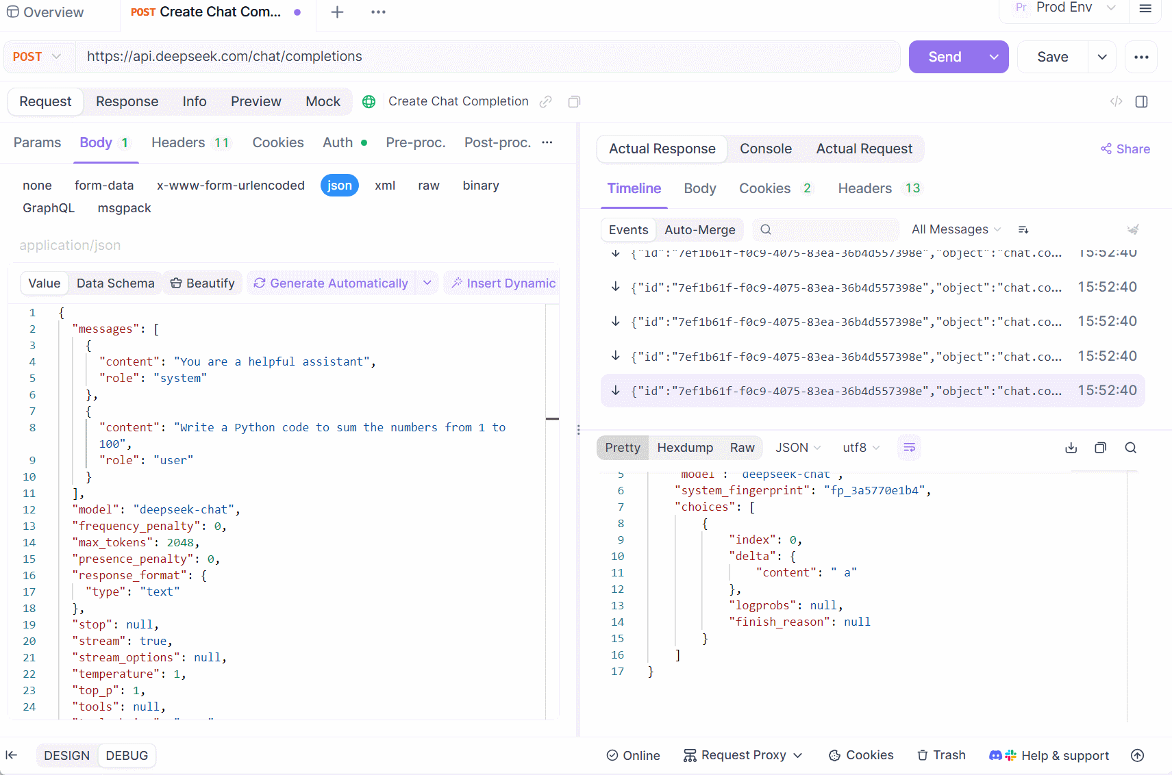 Apidog's SSE debugging feature