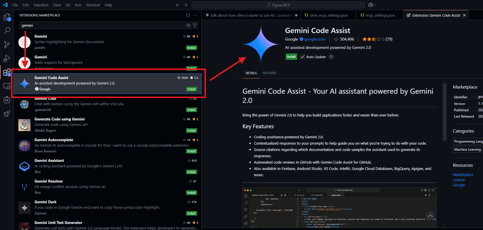 install gemini code assist vs code extension