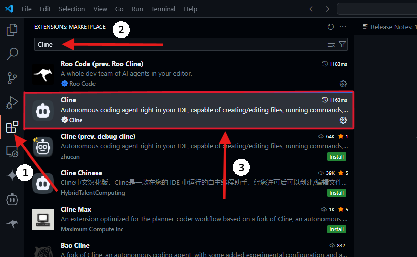 add cline to vs code