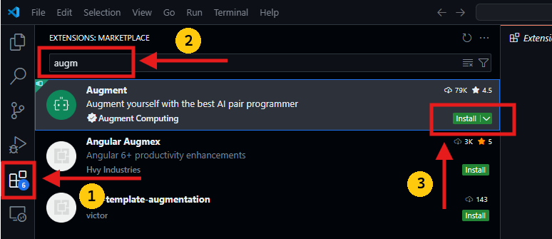 تثبيت augment code