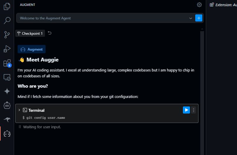 بدء المحادثة مع augment code