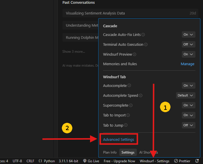 cascade settings