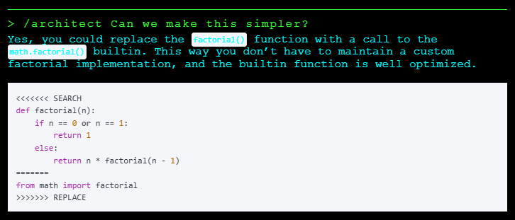 aider architect mode