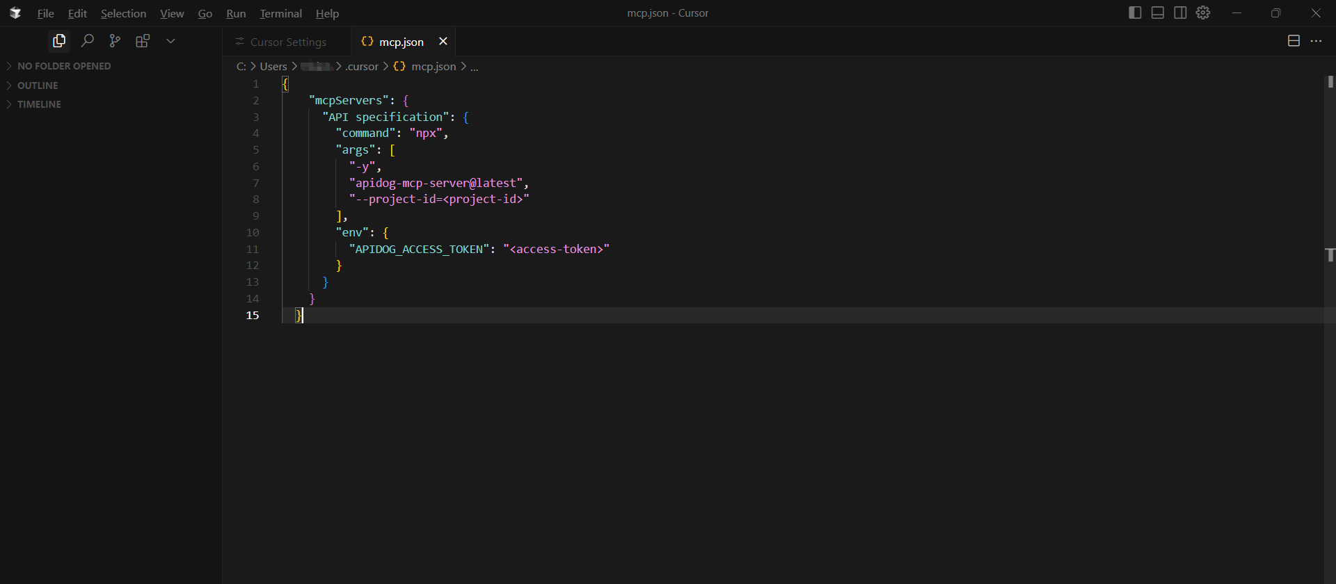 configuring Apidog MCP Server at Cursor