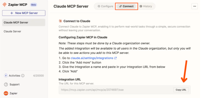 zapier mcp url
