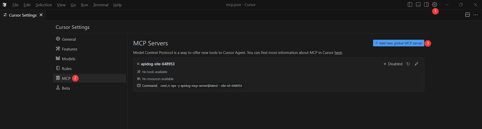 configuring MCP Server in Cursor