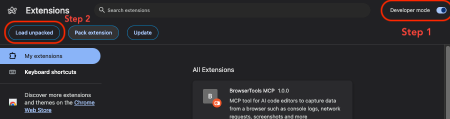 manage extensions