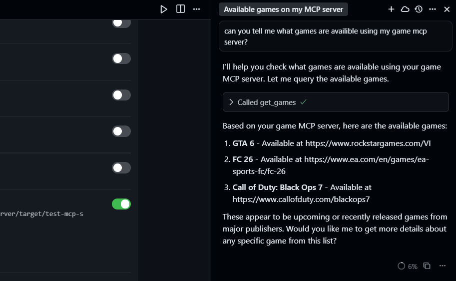 testing the mcp server