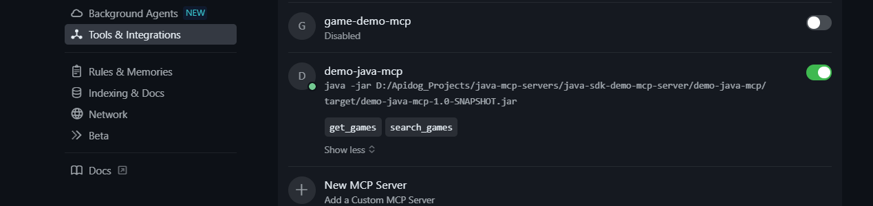 new tool added to java mcp server