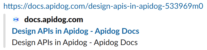 how Apidog help doc links preview in Slack