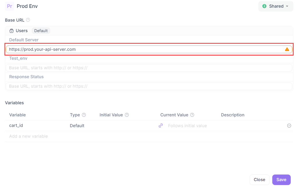 base urls in Apidog