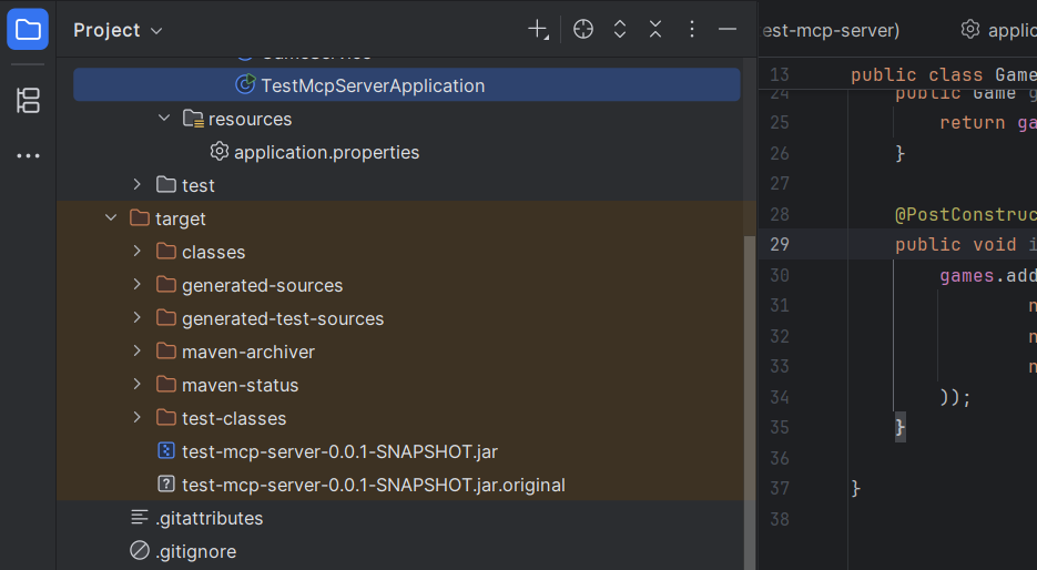 target folder with jar file