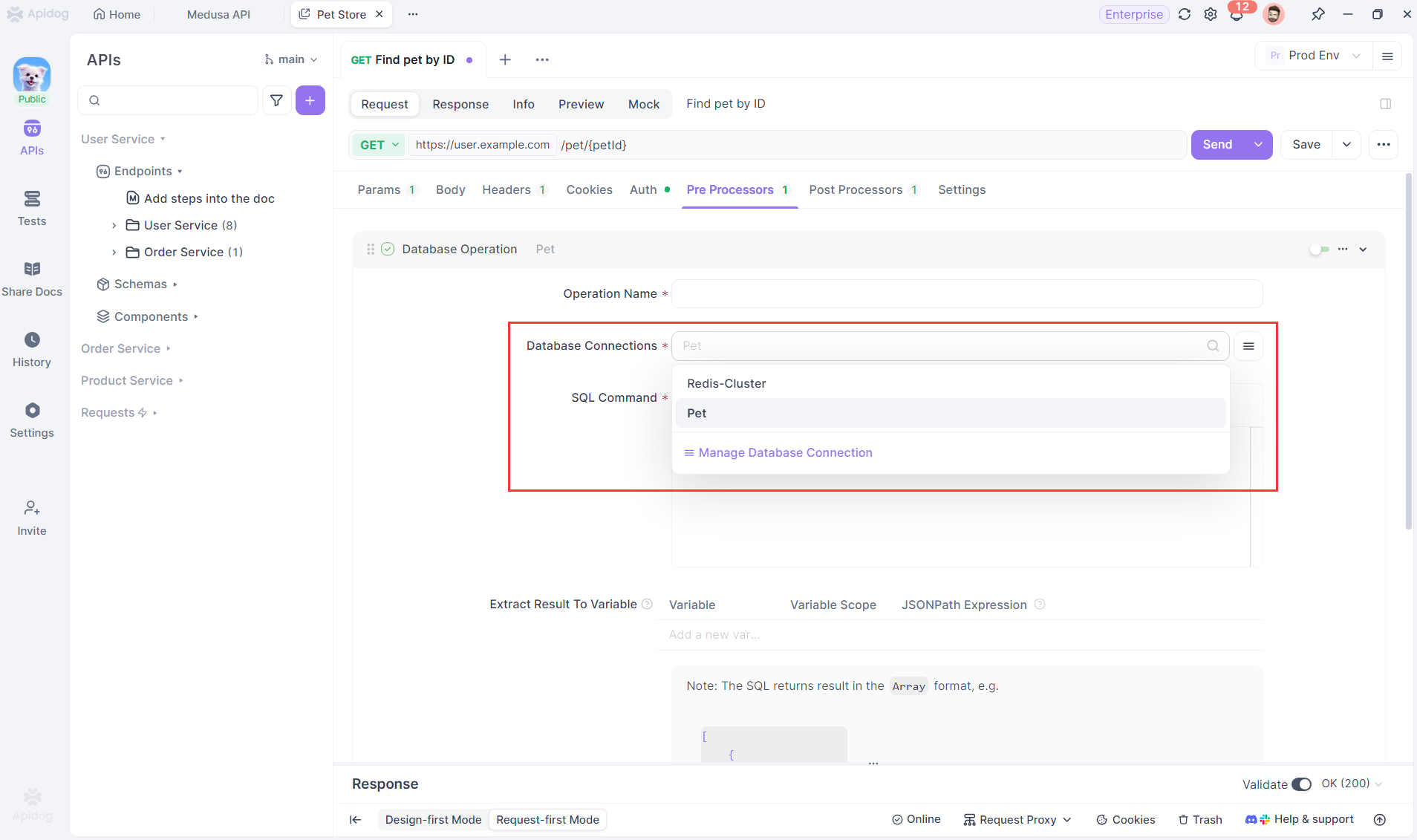 save and use database connections