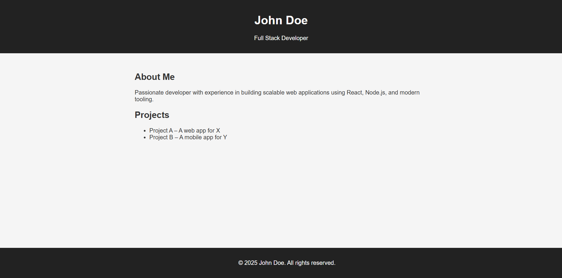 simple portfolio website
