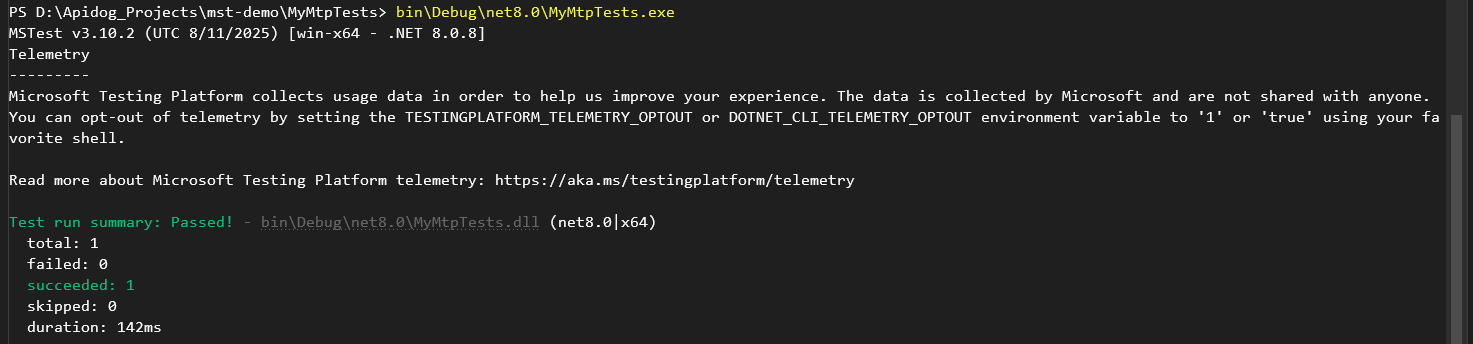 run test on .exe file