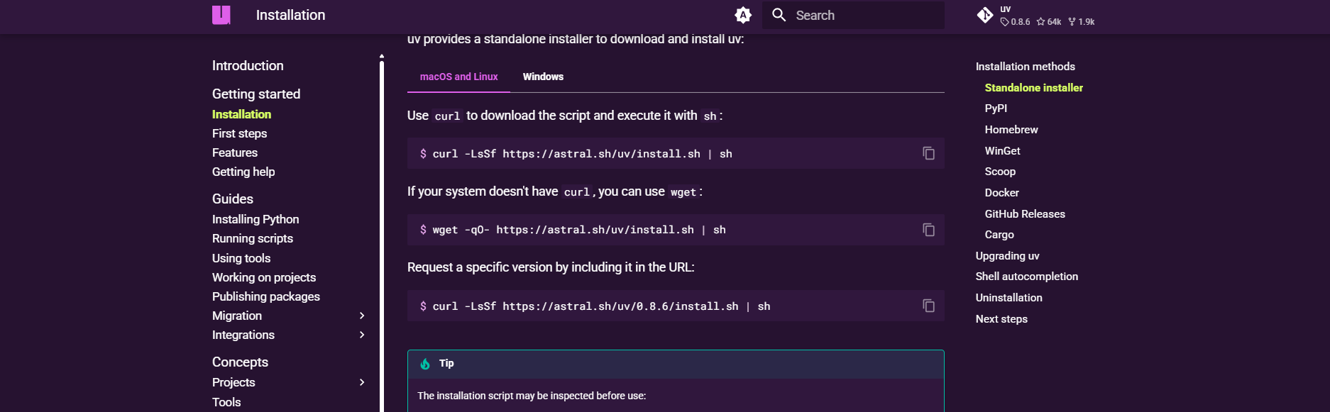 install uv