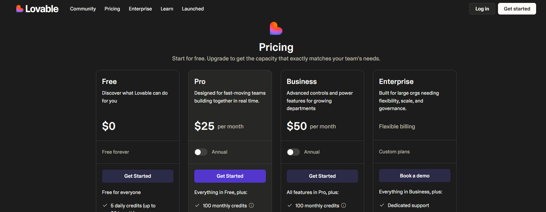 lovable.ai pricing