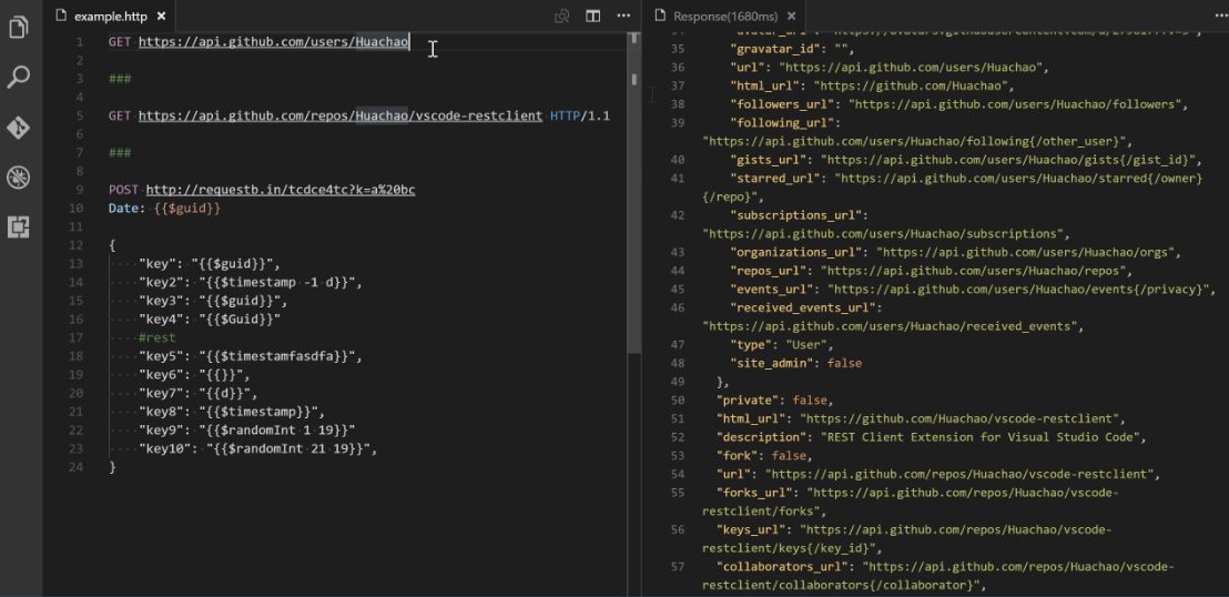 REST Client - VS Code의 파일 기반 API 테스트