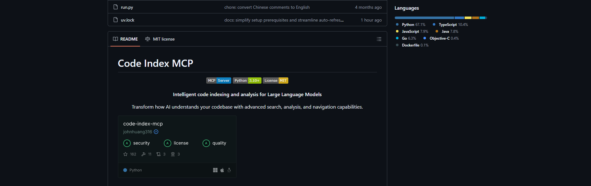 code index mcp github repo