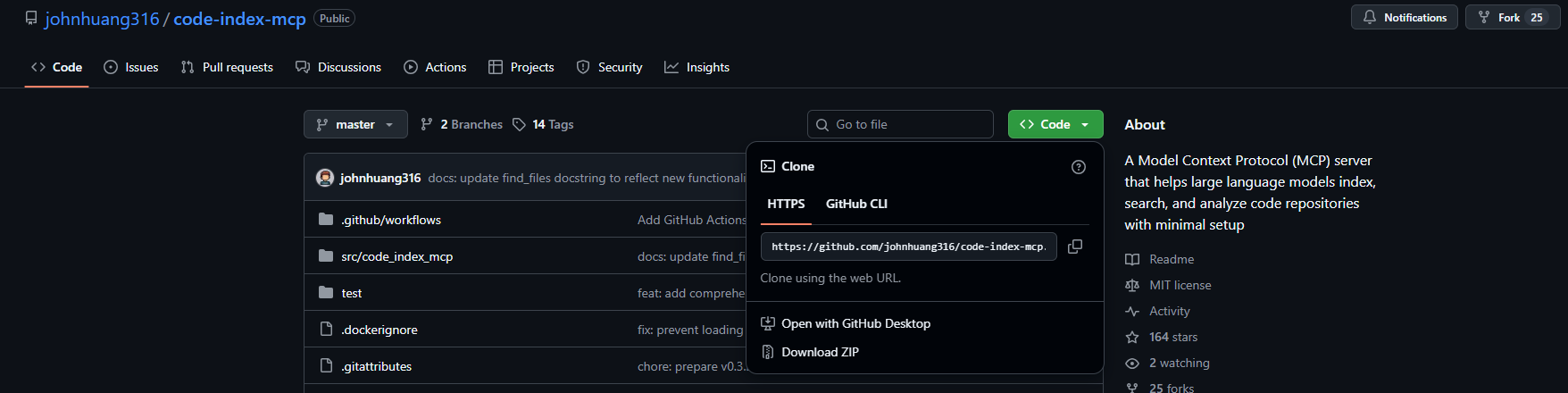 clone code index mcp github repo