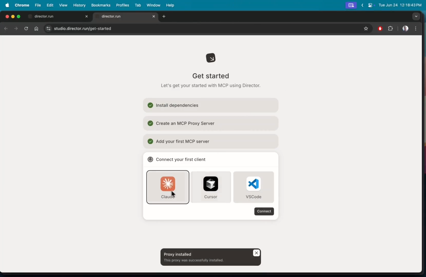 save and connect to an mcp client
