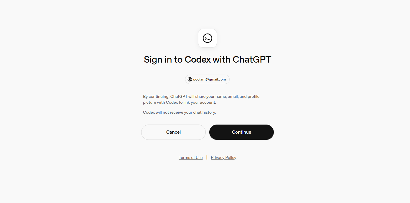 Authenticate codex cli