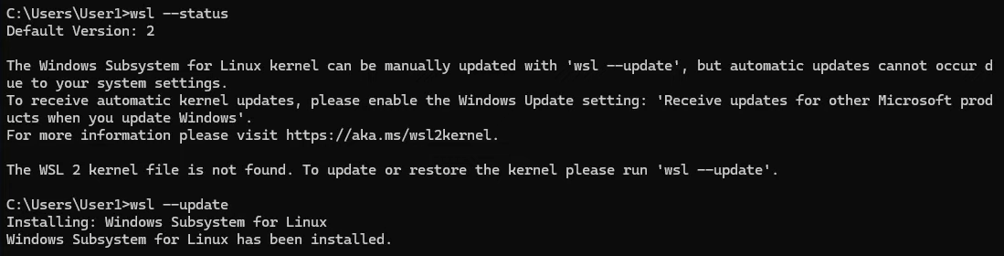 Check WSL Status and Update WSL