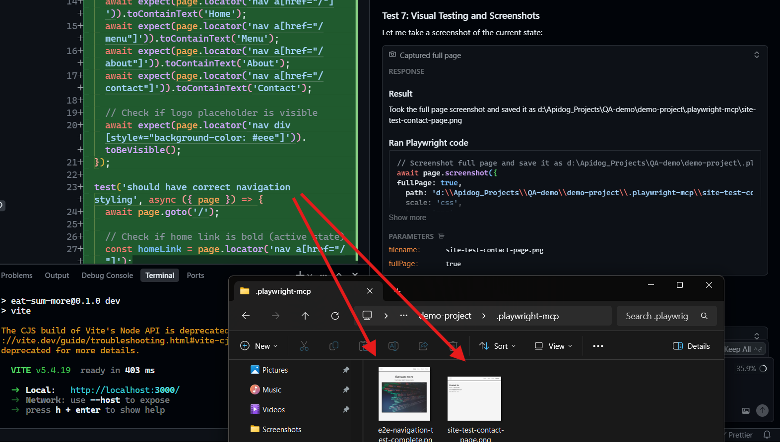 Visual Testing and Screenshots