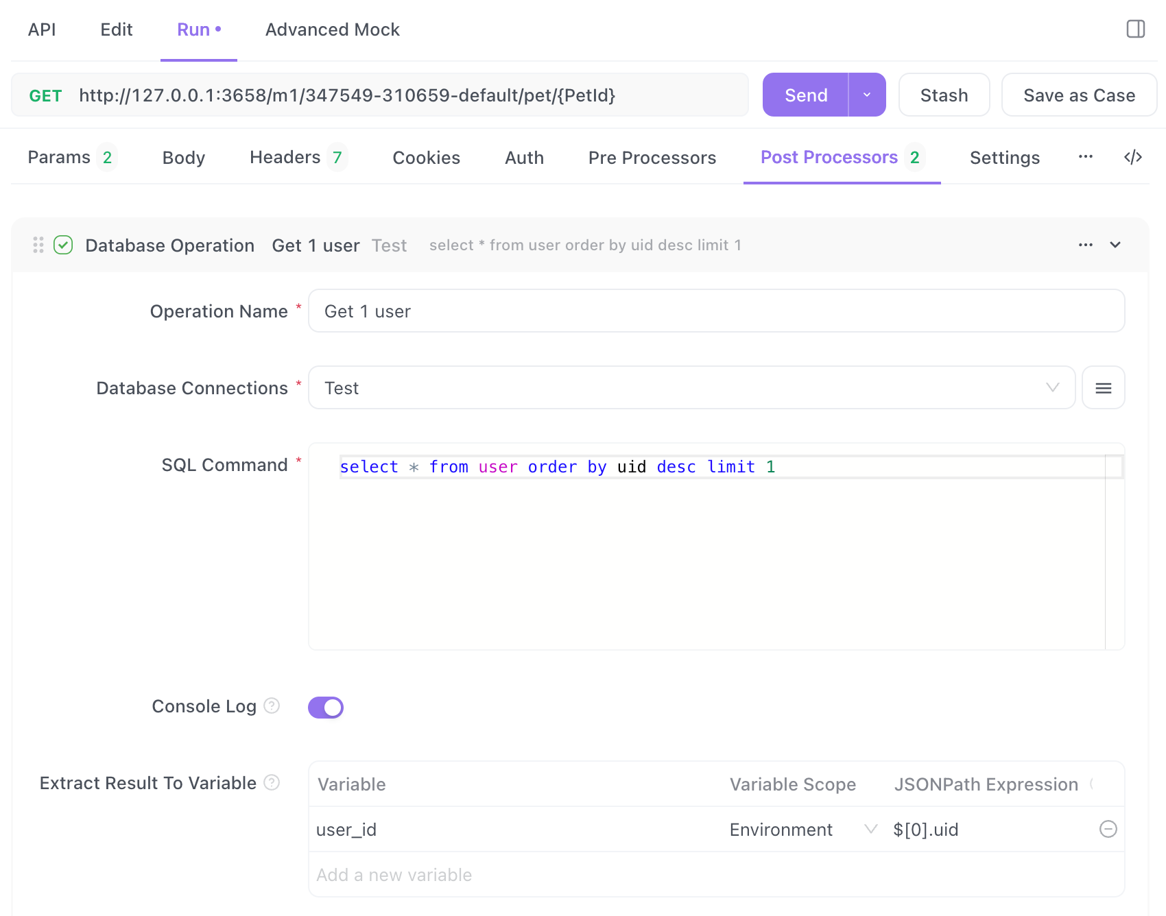 use database data as variables