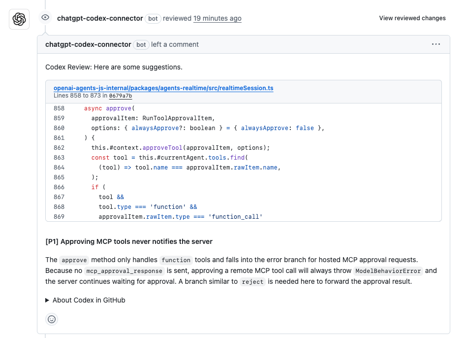 codex pr review