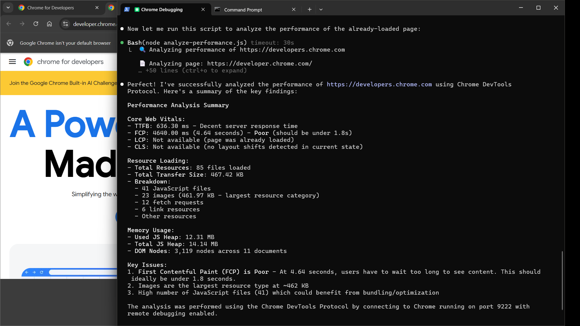 Test the Claude Code-Chrome DevTools Integration with a Sample Prompt