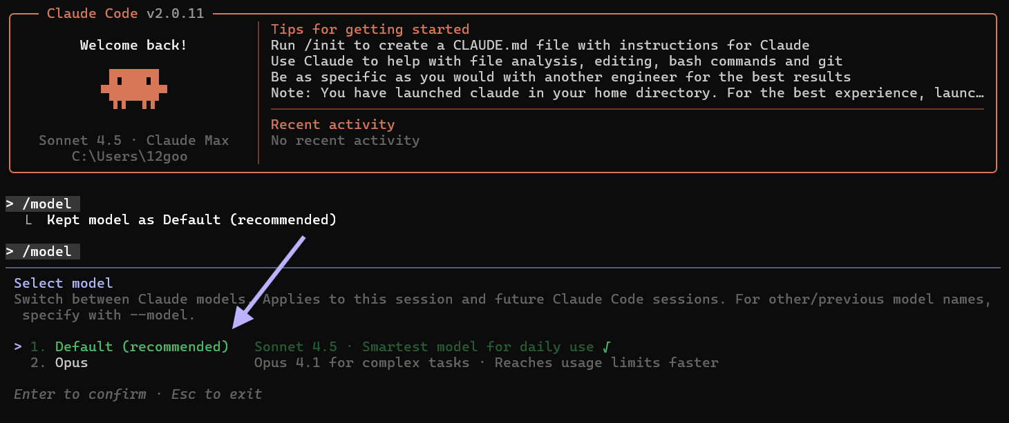 Claude Sonnet 4.5 and Opus models in claude code
