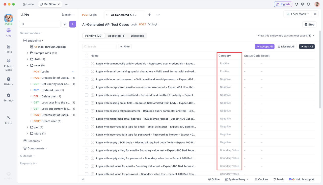 Automatic Categorization by Test Type