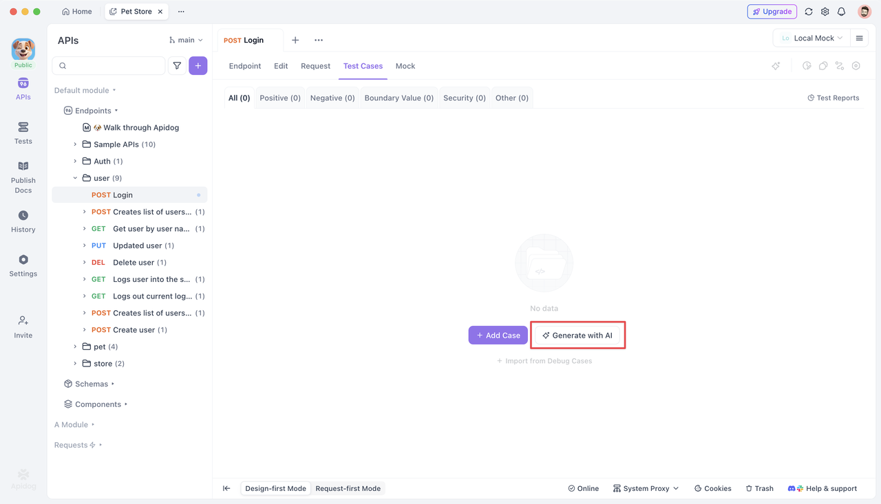 generate test cases with AI